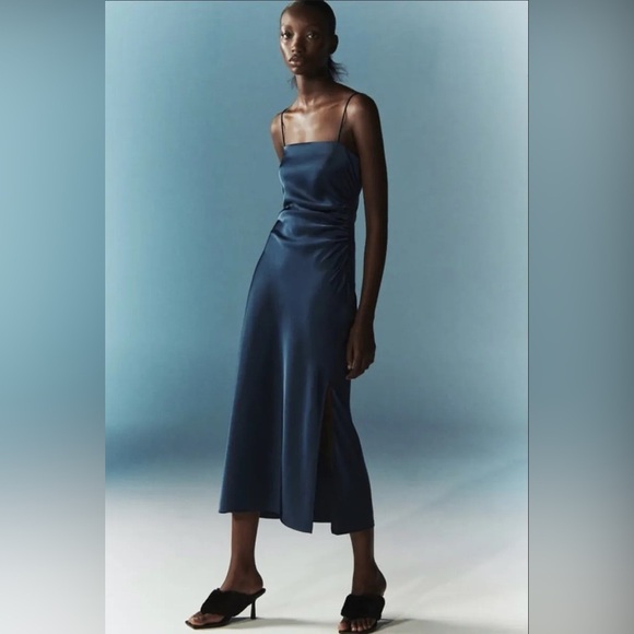 Zara Navy Blue Midi Dress - Picture 1 of 8